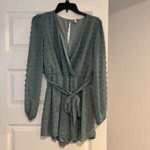 Sage Green Raised Dot Romper Size Medium